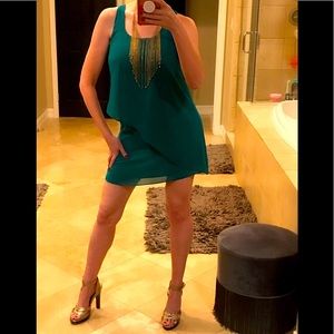 Naked Zebra Emerald Green Flowing Tank Dress